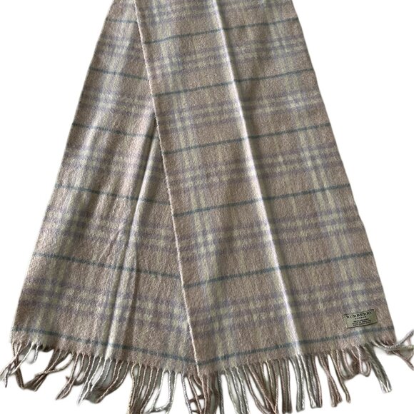 Burberry Accessories - Burberry Vintage Scarf Beige 100% Cashmere Unisex Scarf Made In England